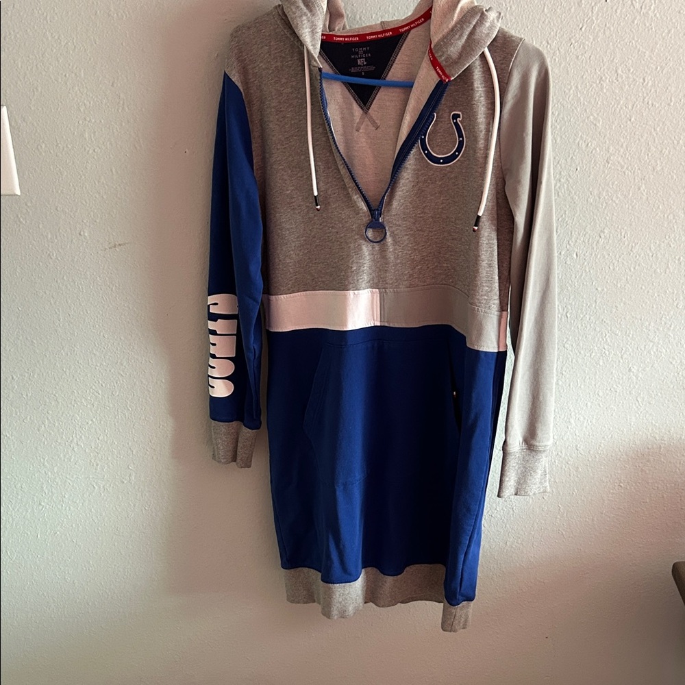 Women’s Tommy Hilfiger Colts Blue and Gray Colts Hoodie Dress